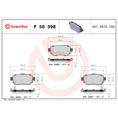 BREMBO Bremsklötze HA NISSAN Qashqai 13 PRIME LINE P 56 098