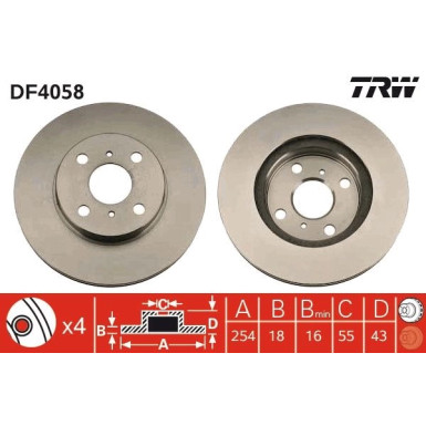 Bremsscheibe Toyota P. Paseo/Starlet 1.0-1.5 89-99 DF4058