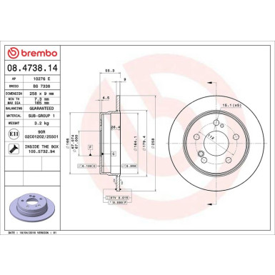 15 482 002 Bremsscheibe HA 08.4738.14 15 482 002 Bremsscheibe HA 08.4738.14