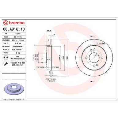 94 482 002 Bremsscheibe HA 08.A916.10