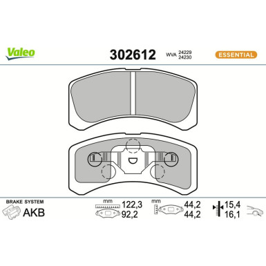 VALEO Bremsbeläge 302612