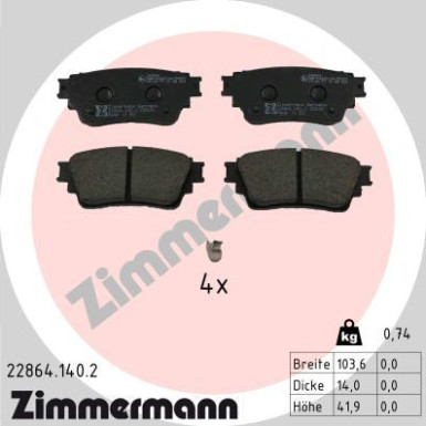 ZIMMERMANN Bremsbelagsatz, Scheibenbremse | 22864.140.2