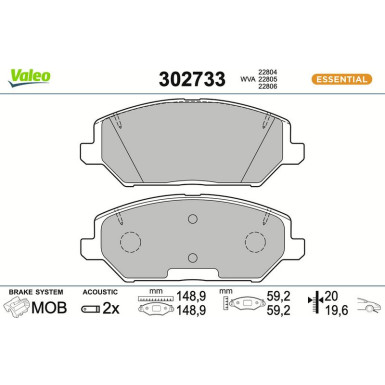VALEO Bremsbeläge 302733