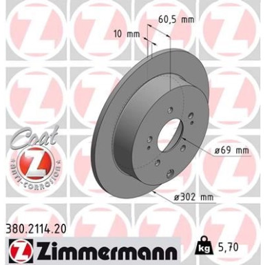 ZIMMERMANN Bremsscheibe | 380.2114.20