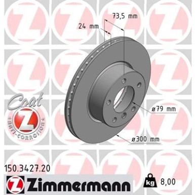 ZIMMERMANN Bremsscheibe 150.3427.20 Coat Z