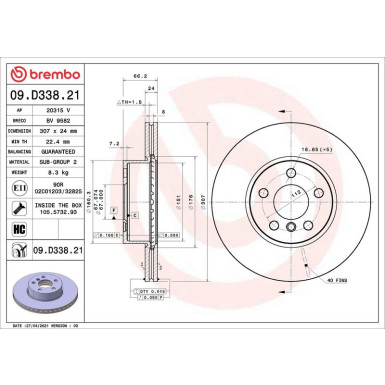 Bremsscheibe | BMW | 09.D338.21