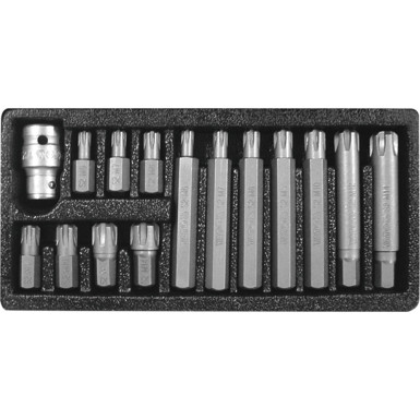 YT-0419 Bitsatz Ribe M6-M14 15Tlg. Metallkasten