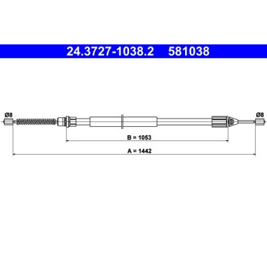 ATE Handbremsseil Seilzug Festellbremse ATE Handbremsseil Seilzug Festellbremse