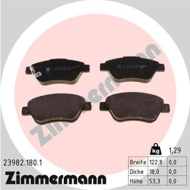 ZIMMERMANN Bremsbeläge | 23982.180.1
