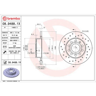 Bremsscheibe HA Xtra | AUDI A3,VW Golf,SEAT,SKODA 03 | 08.9488.1X