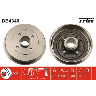 Bremstrommel. Nissan T.Micra/Hinweis 1,0-1,6 03-12 | DB4340 Bremstrommel. Nissan T.Micra/Hinweis 1,0-1,6 03-12 | DB4340