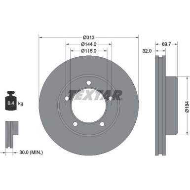 Bremsscheibe Toyota P. Land Cruiser 98 PRO 92108103