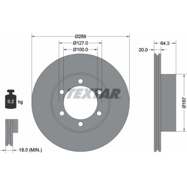 Bremsscheibe Toyota P. Hilux 87-05/4Runner 87-02/Vw Taro | 92076300