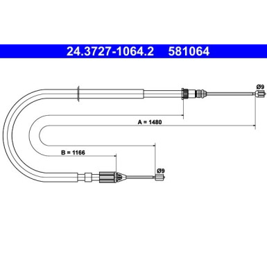 ATE Handbremsseil Seilzug Festellbremse 24.3727-1064.2
