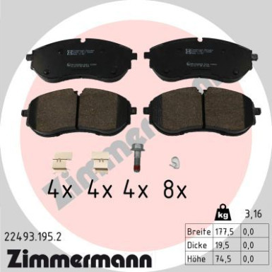ZIMMERMANN Bremsbelagsatz, Scheibenbremse | 22493.195.2