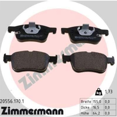 ZIMMERMANN Bremsbelagsatz, Scheibenbremse | 20556.170.1