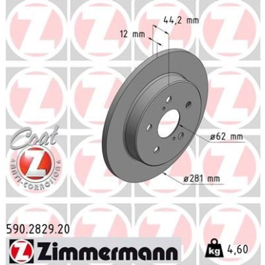 ZIMMERMANN Bremsscheibe 590.2829.20 Coat Z