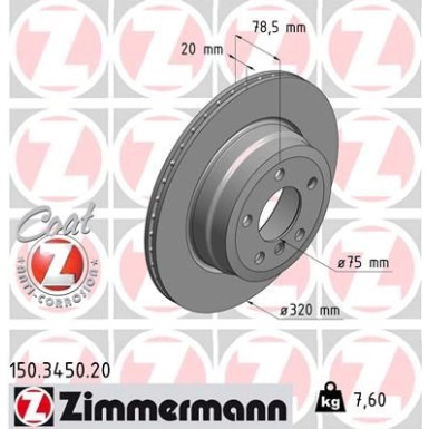 ZIMMERMANN Bremsscheibe 150.3450.20 Coat Z