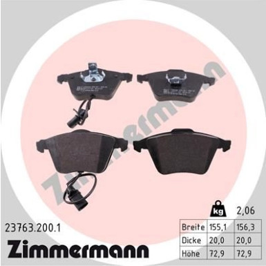 ZIMMERMANN Bremsbeläge ZIMMERMANN Bremsbeläge