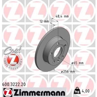 ZIMMERMANN Bremsscheibe 600.3222.20 Coat Z