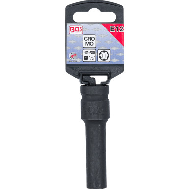 BGS Kraft-Steckschlüssel-Einsatz E-Profil, tief | Antrieb Innenvierkant 12,5 mm (1/2"""") | SW E12 mm | 5204-12
