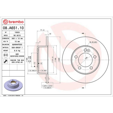 72 482 030 Bremsscheibe HA NISSAN,OPEL,RENAULT Master 10 PRIME LINE 08.A651.10