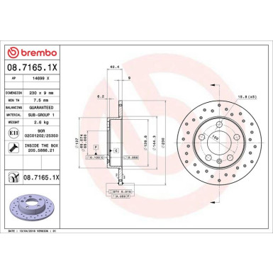 Bremsscheibe HA Xtra AUDI A1,A3,VW Golf,SEAT,SKODA 96 XTRA LINE - Xtra 08.7165.1X