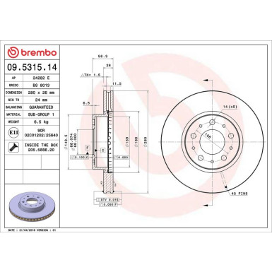 76 481 015 Bremsscheibe VA | VOLVO 740,940,960 89 | 09.5315.14