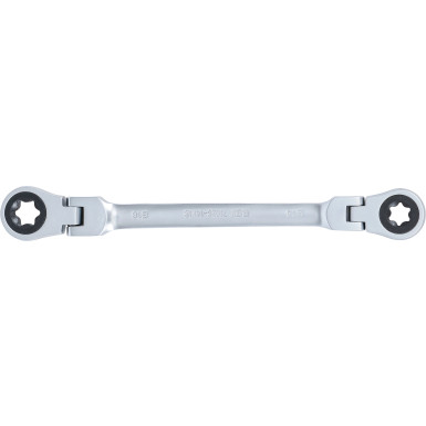 BGS Doppel-Ratschen-Ringschlüssel | abwinkelbar | mit E-Profil RiNGK | öpfen | SW E14 x E18 | 71028-14X18