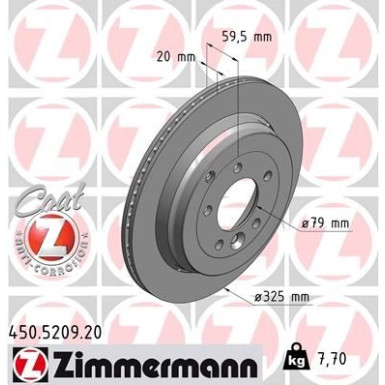 ZIMMERMANN Bremsscheibe 450.5209.20 Coat Z