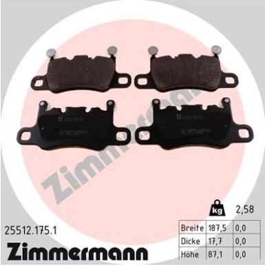 ZIMMERMANN Bremsbelagsatz, Scheibenbremse | 25512.175.1