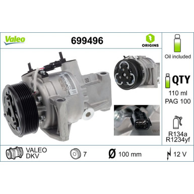 KOMPRESSOR, KLIMAANLAGE Valeo Origins New OE TECHNOLOGIE VAL699496