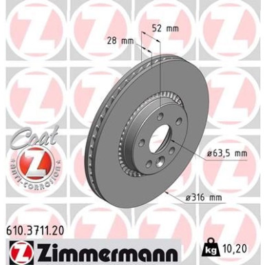 ZIMMERMANN Bremsscheibe | 610.3711.20