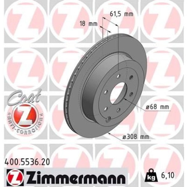 ZIMMERMANN Bremsscheibe 400.5536.20 Coat Z