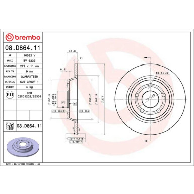 Bremsscheibe HA FORD Focus 18 PRIME LINE - UV Coated 08.D864.11