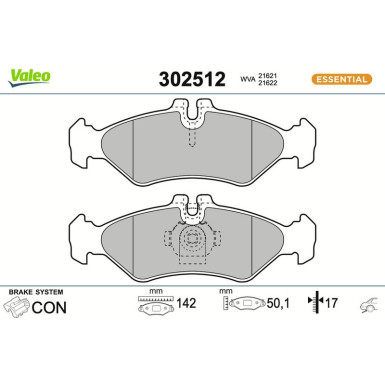 VALEO Bremsbeläge 302512