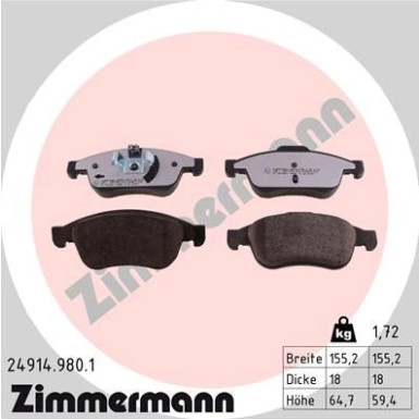 ZIMMERMANN Bremsbeläge 24914.980.1