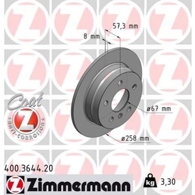 ZIMMERMANN Bremsscheibe | 400.3644.20