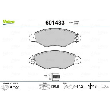 VALEO Bremsbeläge 601433