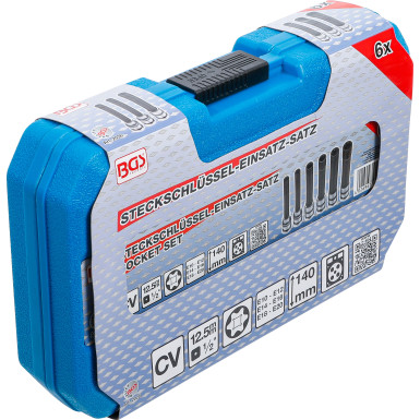 BGS Steckschlüssel-Einsatz-Satz E-Profil, extra lang | Antrieb Innenvierkant 12,5 mm (1/2"""") | SW E10 - E20 | 6-tlg | 2028