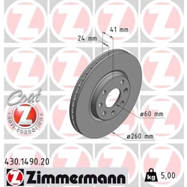 ZIMMERMANN Bremsscheibe 430.1490.20 Coat Z