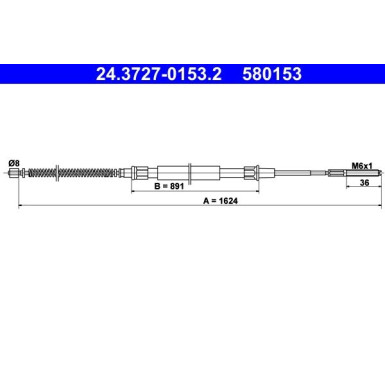 ATE Handbremsseil Seilzug Festellbremse 24.3727-0153.2 ATE Handbremsseil Seilzug Festellbremse 24.3727-0153.2
