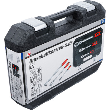 BGS Umschaltknarren-Satz ausziehbar, abwinkelbar Abtrieb Außenvierkant 6,3 mm (1/4 ) - 10 mm (3/8 ) - 12,5 mm (1/2 ) 3-tlg BGS Do it yourself 72114