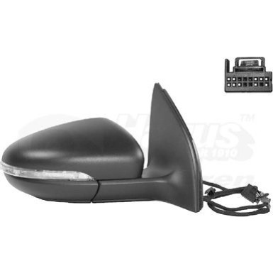 Aussenspiegel re. elek. Verstell. bhz VW Golf VI konvex6Pinsschwarz OE 5K0857508AD9B9 HAGUS