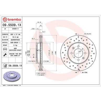 Bremsscheibe VA Xtra | HONDA Civic,CRX,MG,ROVER 87 | 09.5509.1X