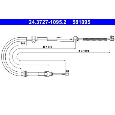 ATE Handbremsseil Seilzug Festellbremse 24.3727-1095.2