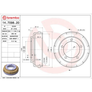 BREMBO Bremstrommel | 14.7098.20