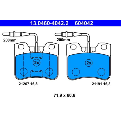 Bremsbelagsatz, Scheibenbremse | 13.0460-4042.2 Bremsbelagsatz, Scheibenbremse | 13.0460-4042.2