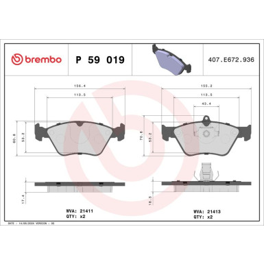 BREMBO Bremsklötze VA | OPEL Calibra, Omega 89-03 | P 59 019