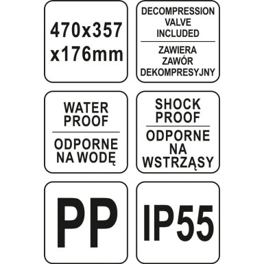 YT-08904 Hermetischer Werkzeugkoffer 470X357X176 mm